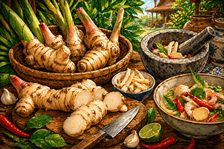 Notre Blog 6 Illustration de galanga frais avec préparation en cuisine thaïlandaise en style BD
