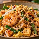 Pad Thai aux crevettes : la recette thaïlandaise facile à faire à la maison 5 Pad Thai aux crevettes avec nouilles de riz, tofu, cacahuètes et citron vert